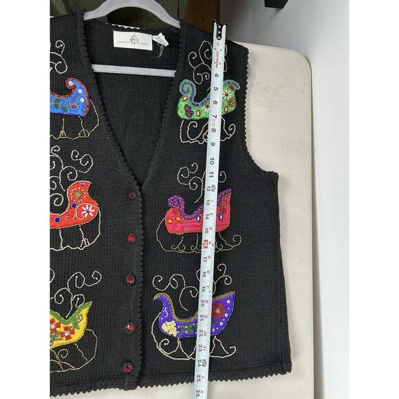 Design Options‎ Phillip Jane Gordon Women’s Sweater Vest Sleigh Holiday Medium - Picture 8 of 9